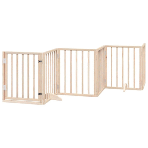 Barrera plegable para perros con puerta, 6 paneles, 300 cm, de madera de álamo