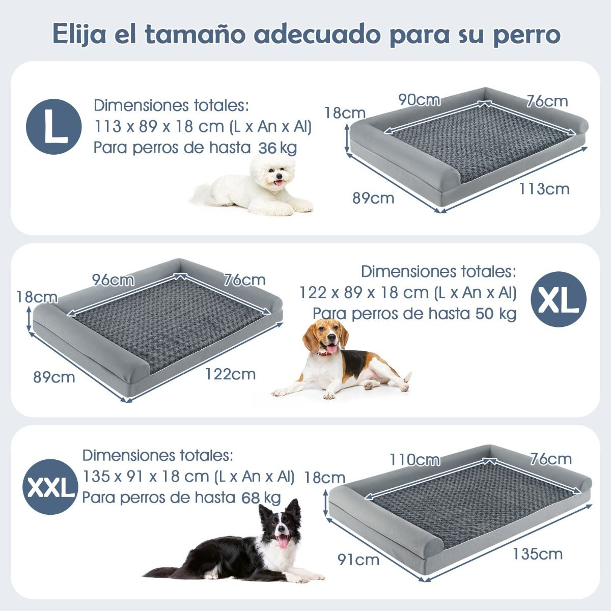 Cama ortopédica para perros l (113 cm) - Imagen 3