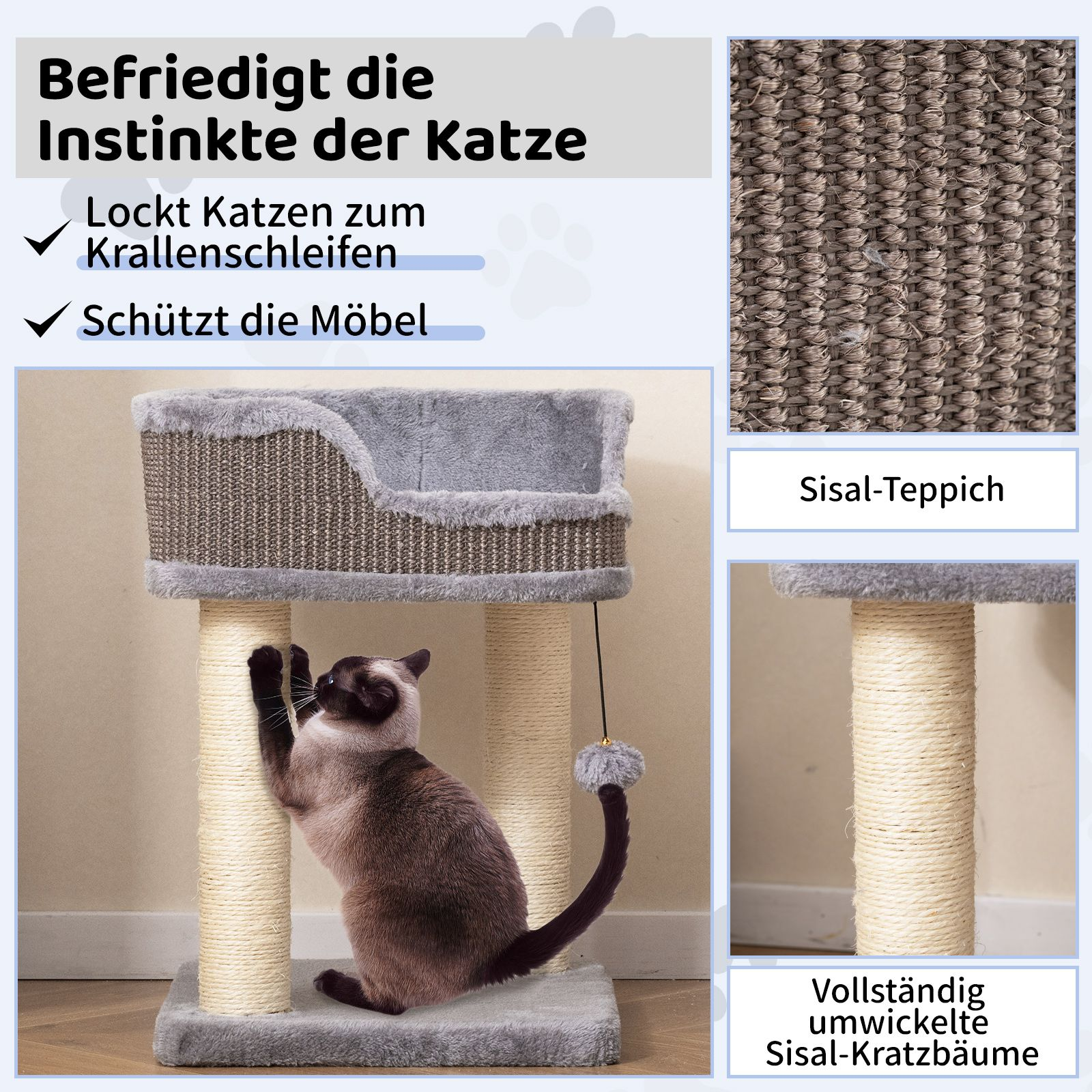 Árbol para gatos pequeño de madera - Imagen 4