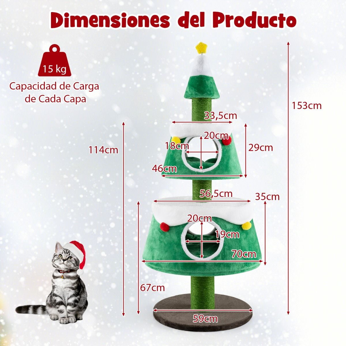Casa en árbol de navidad para gatos - Imagen 3