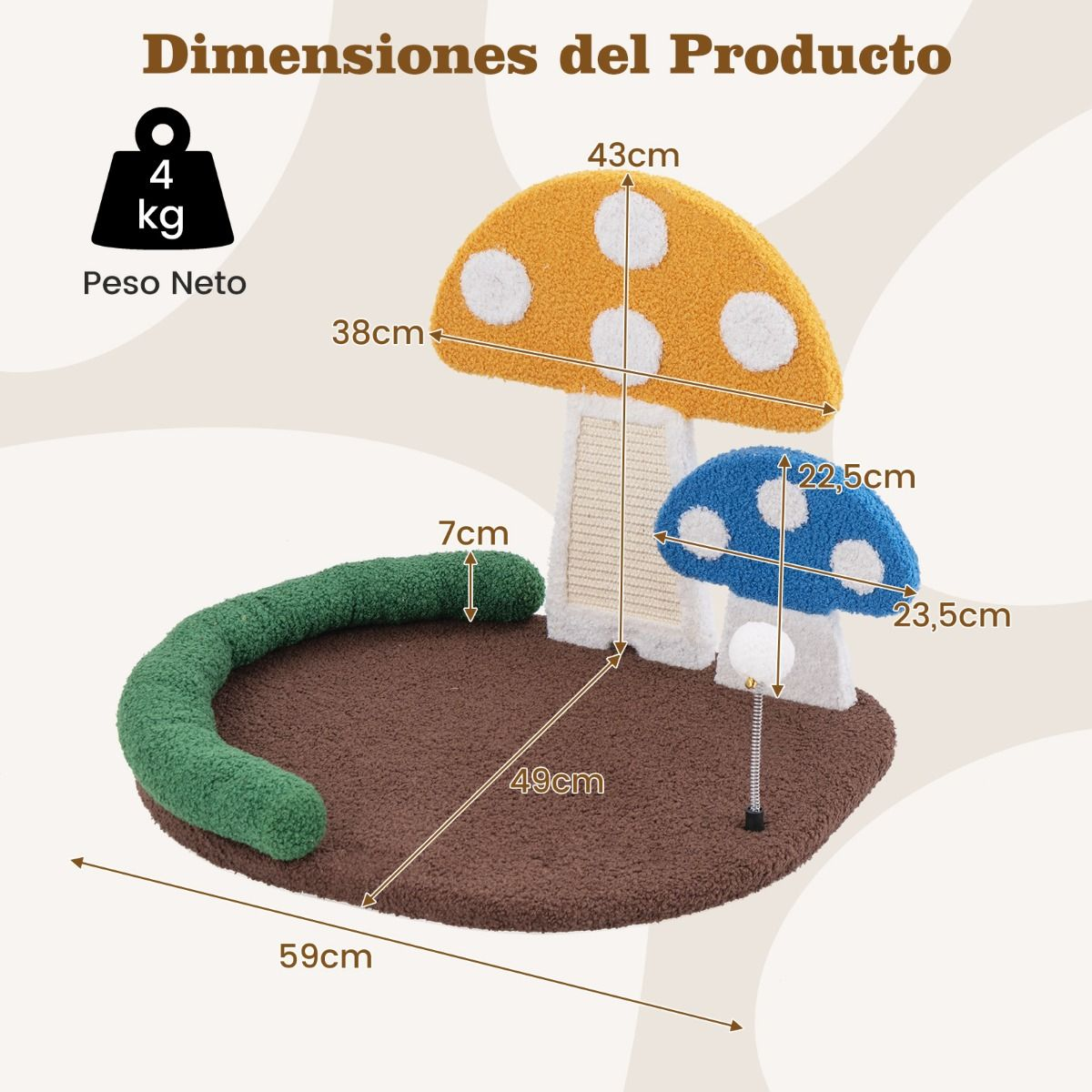 Cama para gatos en forma de seta 3 en 1 - Imagen 3