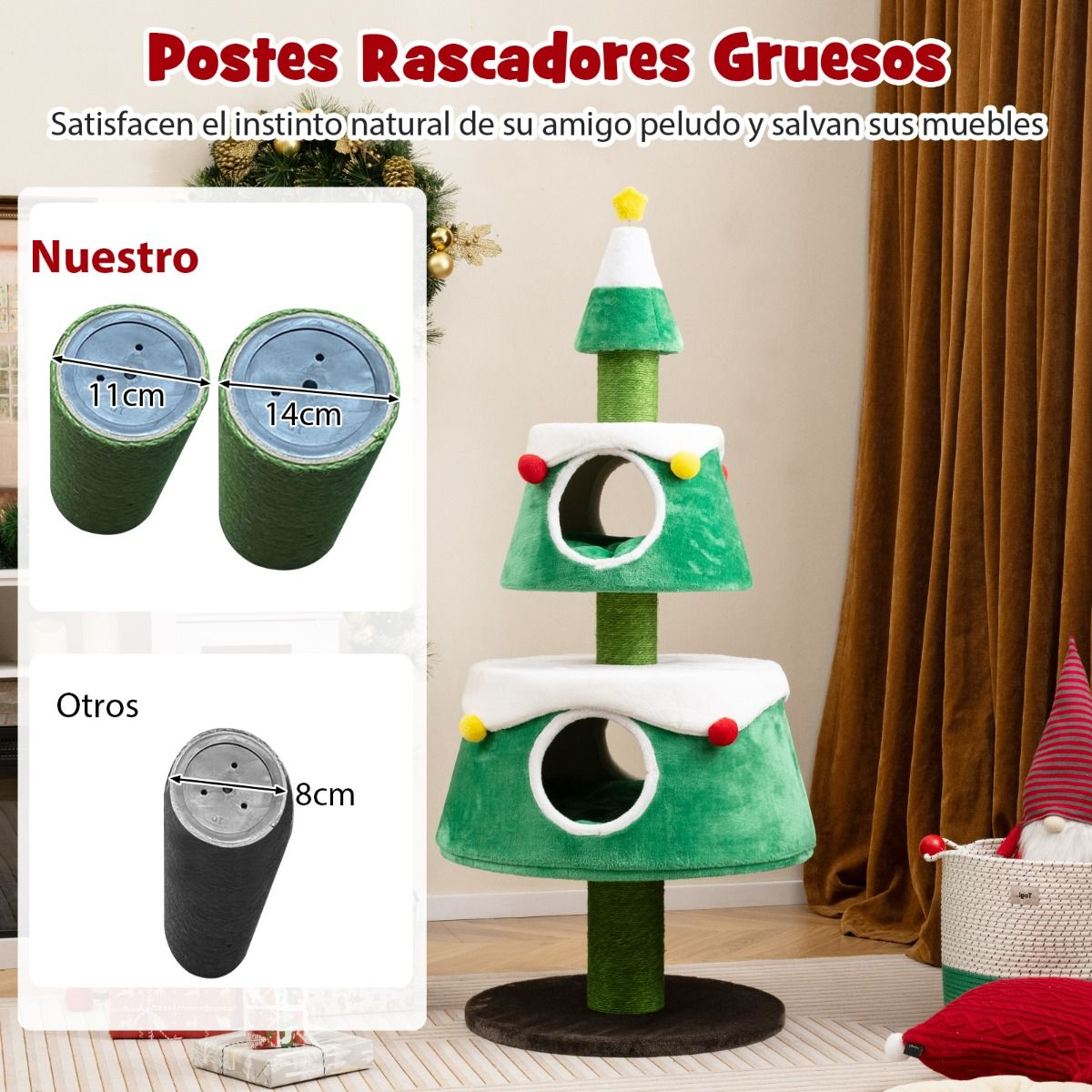 Casa en árbol de navidad para gatos - Imagen 6