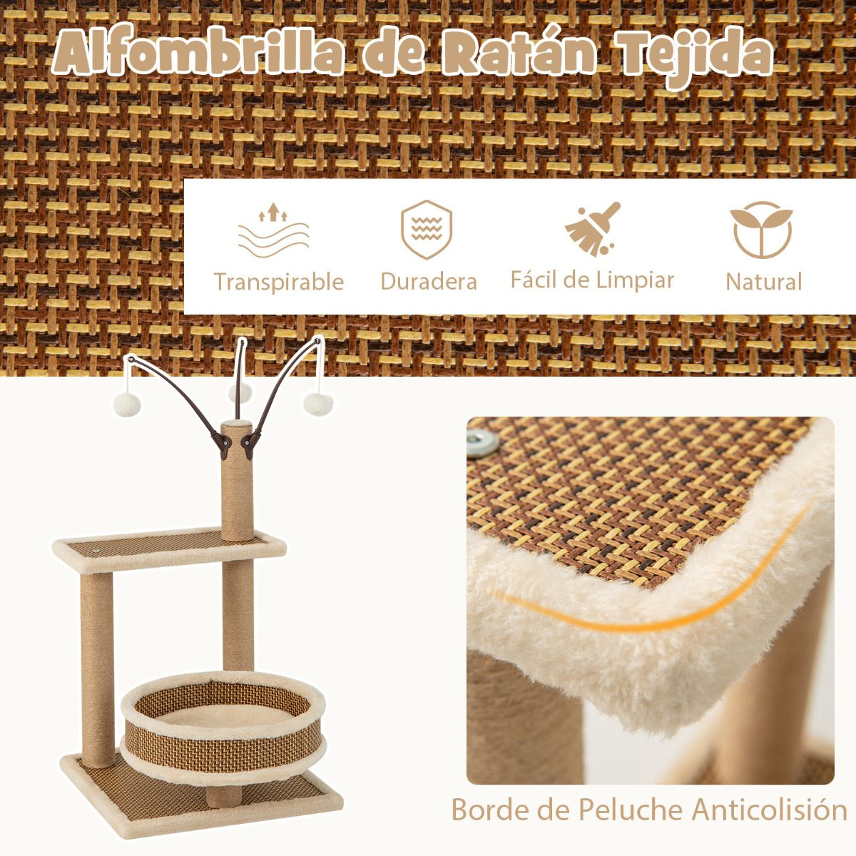 Torre para gatos de interior 80 cm - Imagen 9