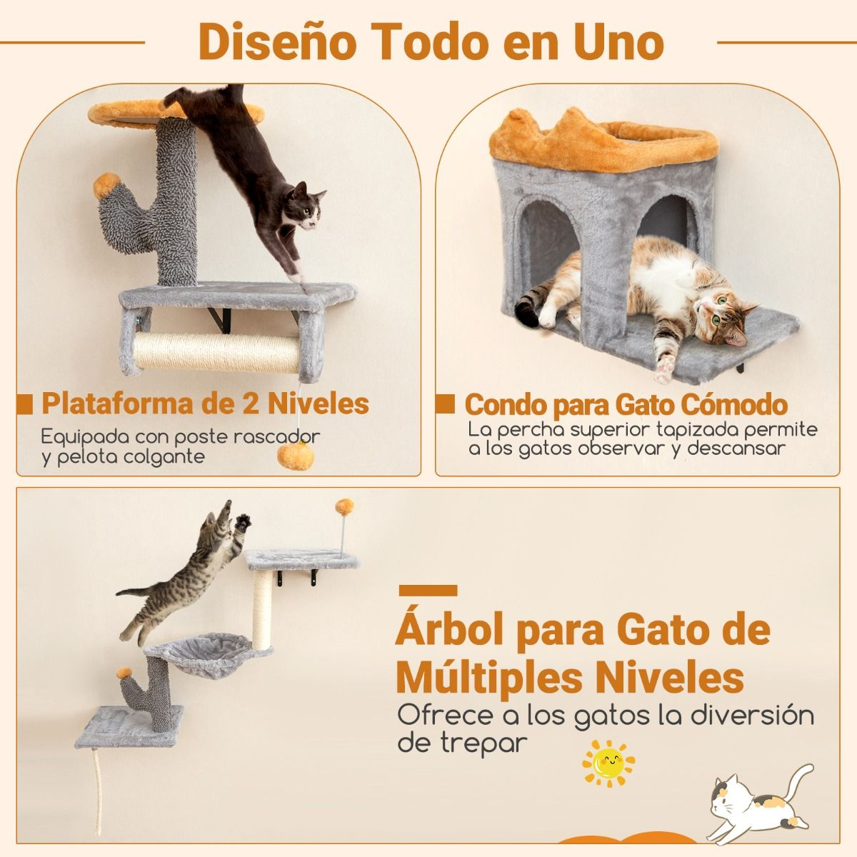Conjunto de muebles para gatos montado en la pared - Imagen 8