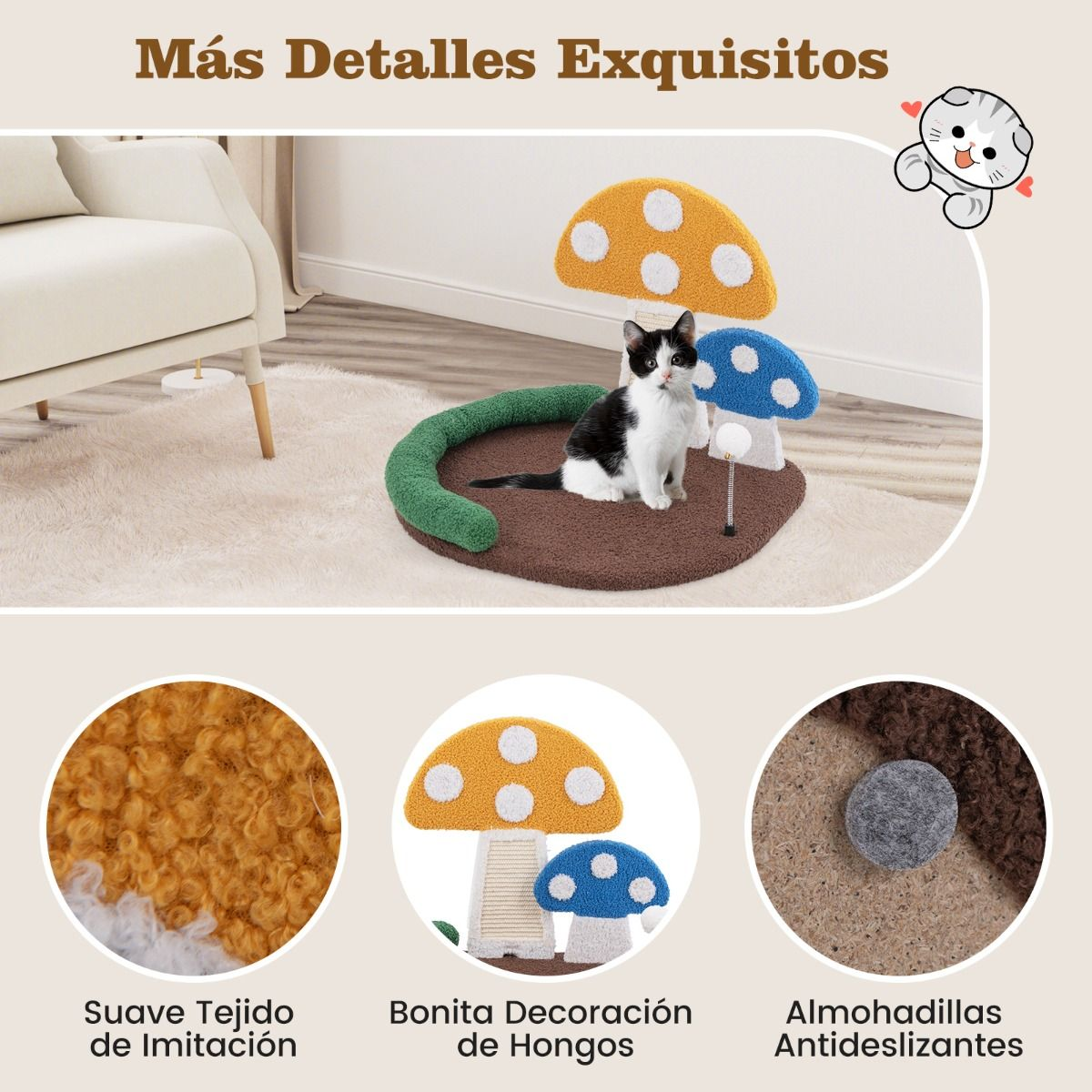 Cama para gatos en forma de seta 3 en 1 - Imagen 9