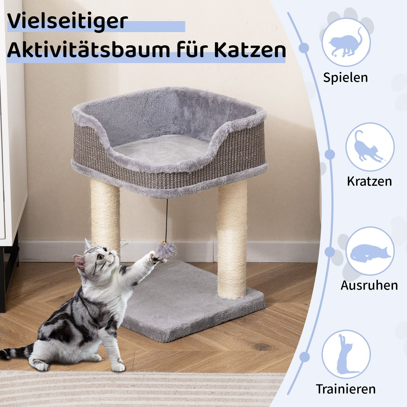 Árbol para gatos pequeño de madera - Imagen 3