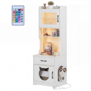 Recinto Caja Arena Gato Luz LED Ajustable Mueble Oculto 152Cm