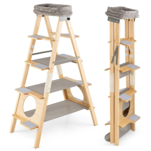 Árbol Para Gatos De Madera Mobiliario Plegable Con Escalera Torre